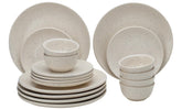 Handcrafted Ceramic Stoneware Dinner Set Of 18 Pcs - Ivory White | 6 Dinner Plates, 10.6 Inch Each + 6 Small Plates, 7.4 Inch Each + 6 Small Dinner Bowl, 180ml Each - Microwave & Dishwasher Safe